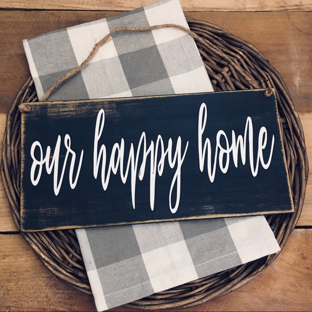 π2/$30!π Our Happy Home- Wood Painted Sign - Picture 2 of 5